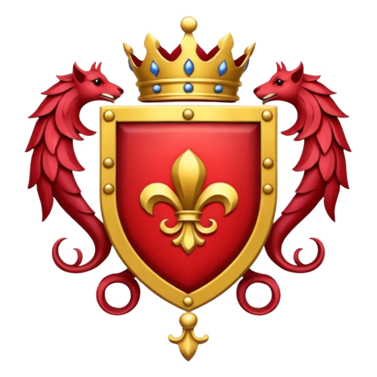 Royal crest (mainly red) sticker