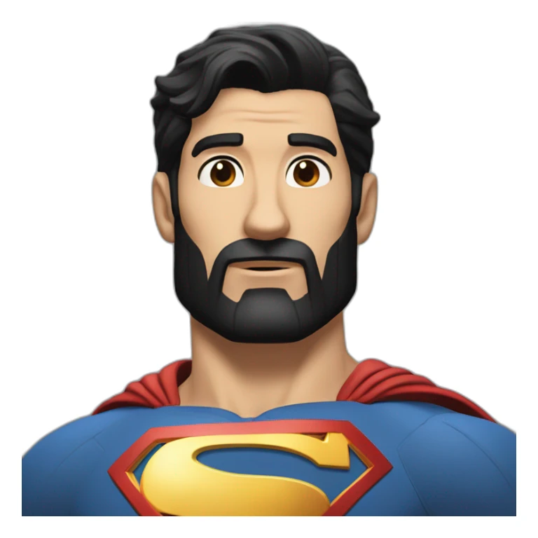 Superman black hair and beard in full sticker