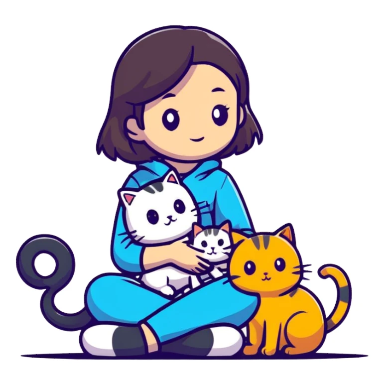 girl with cat sticker
