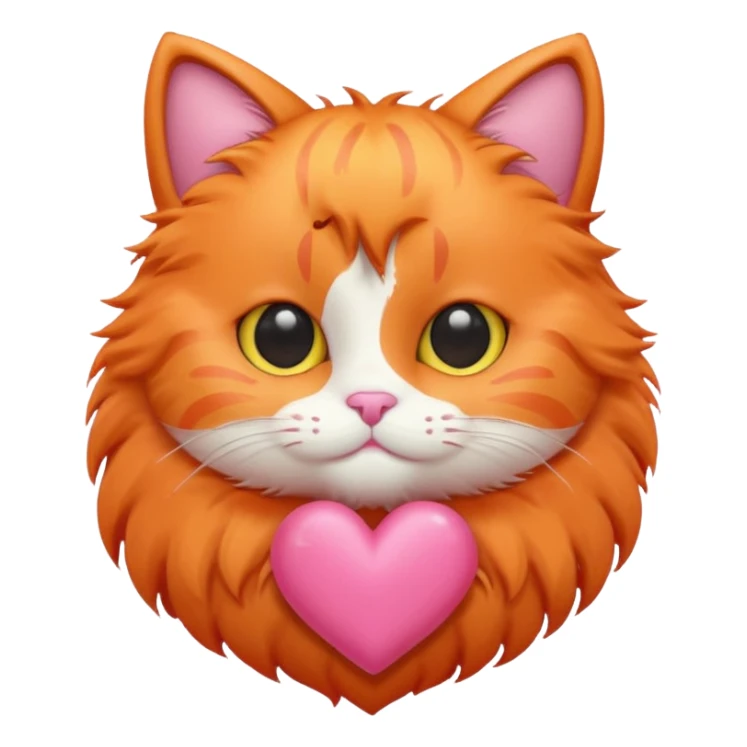 Gato naranja corazón rosa kawaii sticker