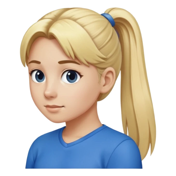 Chica rubia con coleta con ropa azul  sticker