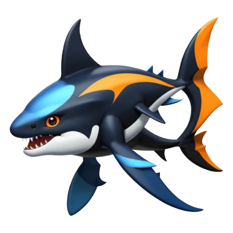 4-legged, digitigrade, clawed, furry finned sharp, cool, badass, edgy Sharpedo-Orca-Houndoom-Garchomp-Nargacuga-Silvally-Vaporeon-fusion-hybrid-creature, full body sticker