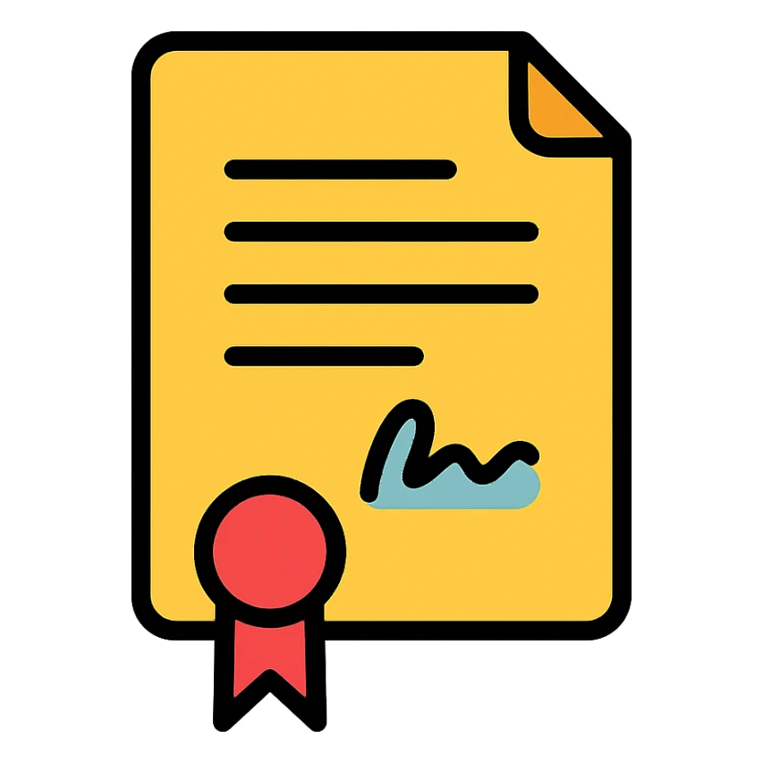 flat icon of a contract, simple and clear, no text sticker