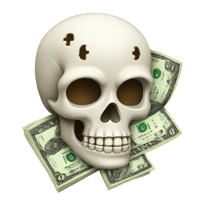 skull emoji with dollar signs  sticker