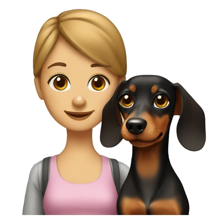dachshund with a girl sticker