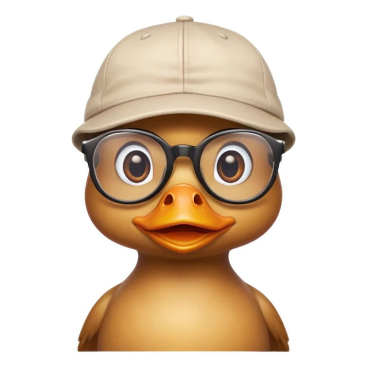 little duck with glasses and a cap  sticker