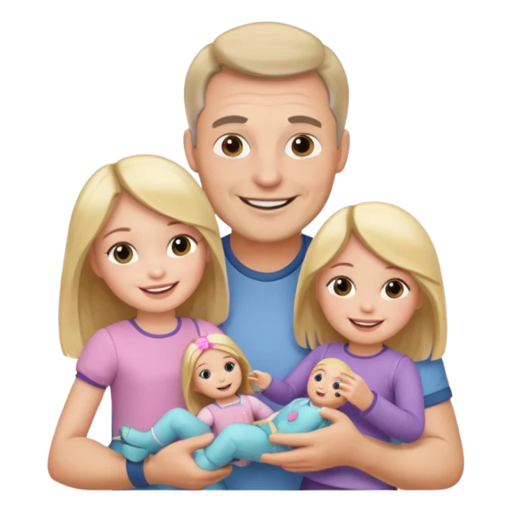 father and daughter playing with dolls sticker