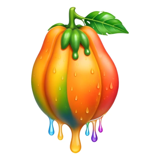 Wet rainbow dripping papaya sticker