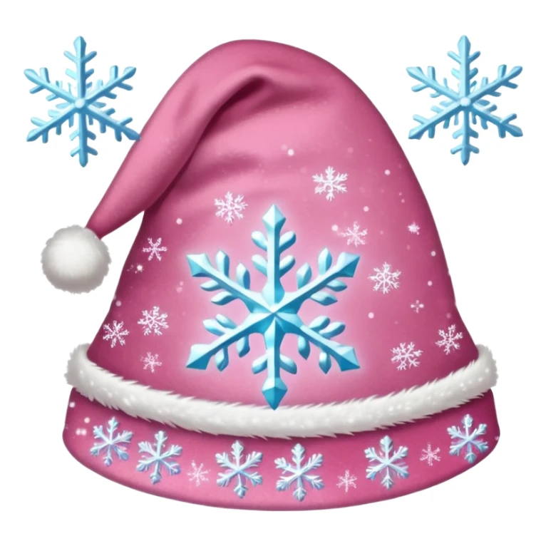 Light pink Santa hat with sparkly snowflakes sticker