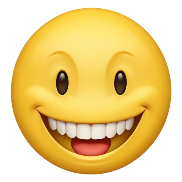 a yellow  smiley face with very big teeth like the trivago guy sticker
