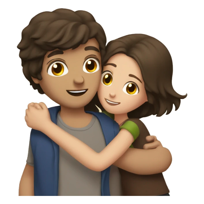 dark haired guy hugs three brown haired girls sticker