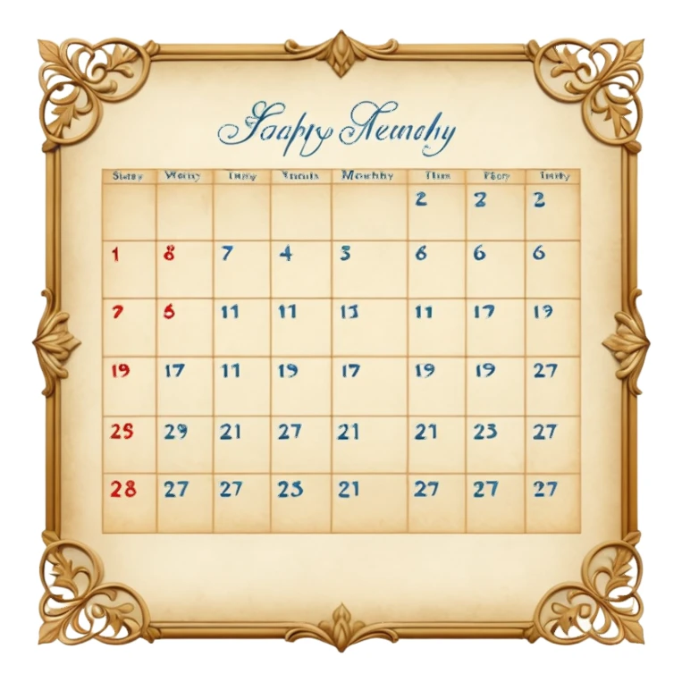 edwardian monthly calendar page sticker