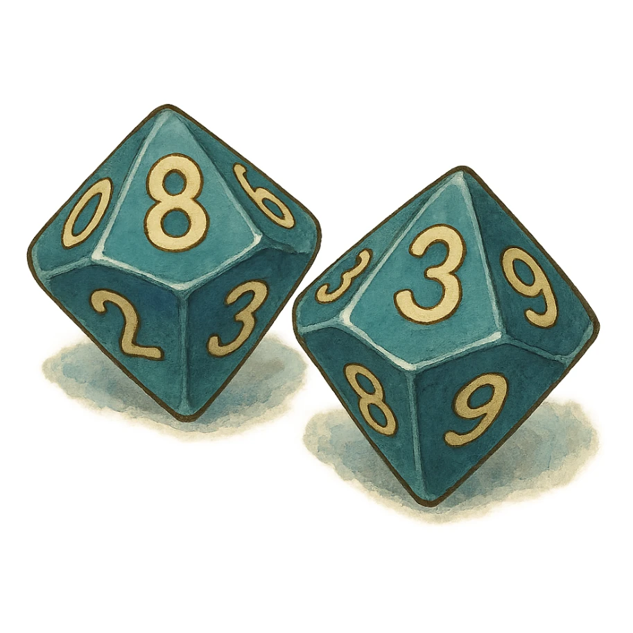 pair of ten-sided dice (d10) sticker