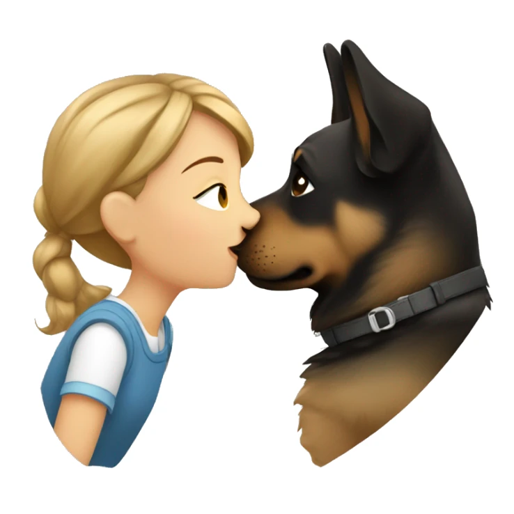 Girl kissing a german sheperd sticker