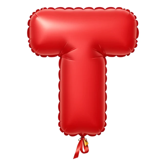 low detailed balloon shaped a letter T sticker