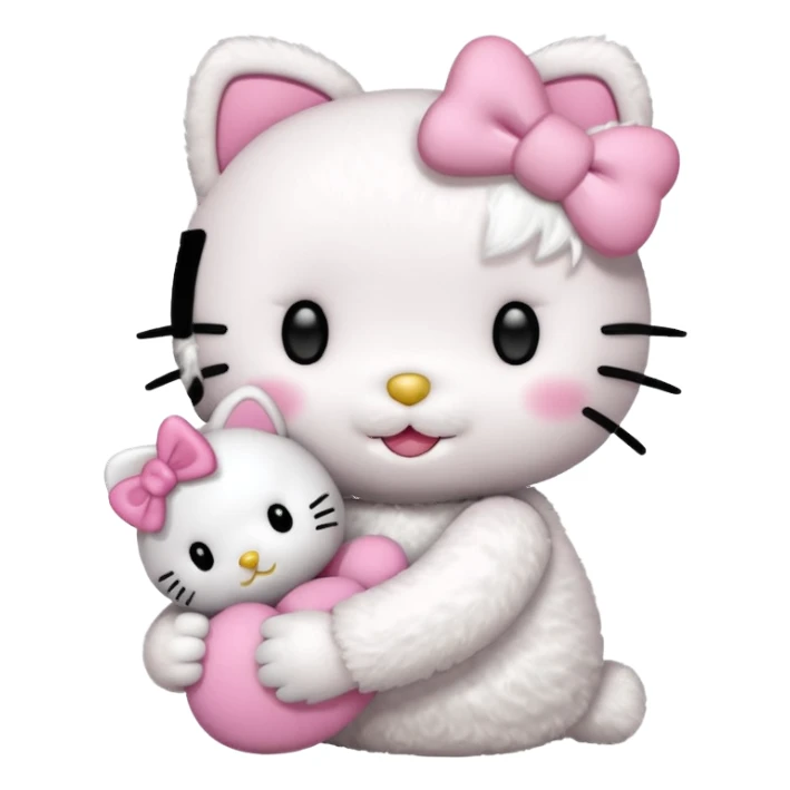 Sleepy hello kitty with a small teddy in her hand sticker