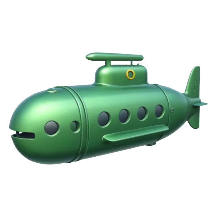 green mini single submarine in cartoon  sticker