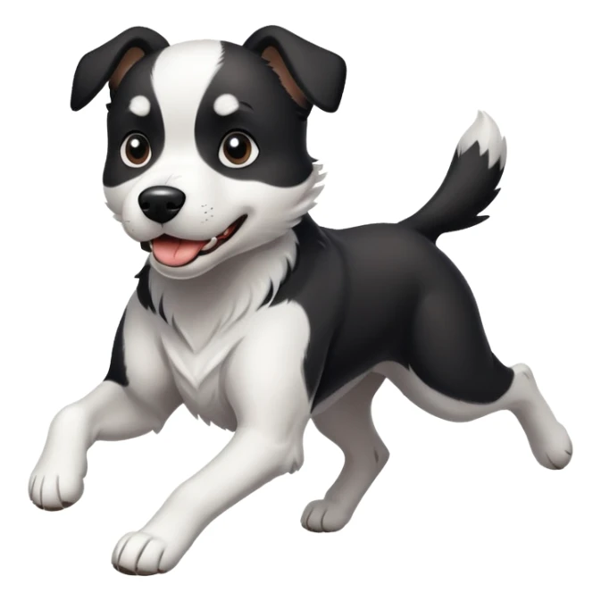fast running black and white dog sticker