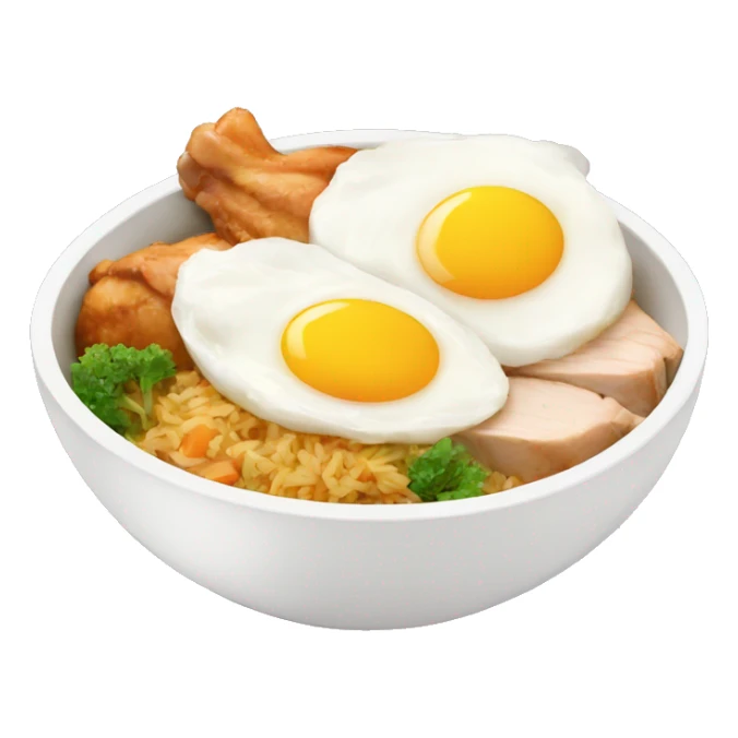 chicken rice bowl with two eggs sticker