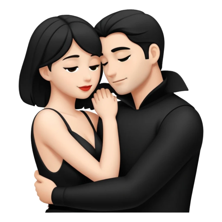 romantic moments in black attire sticker