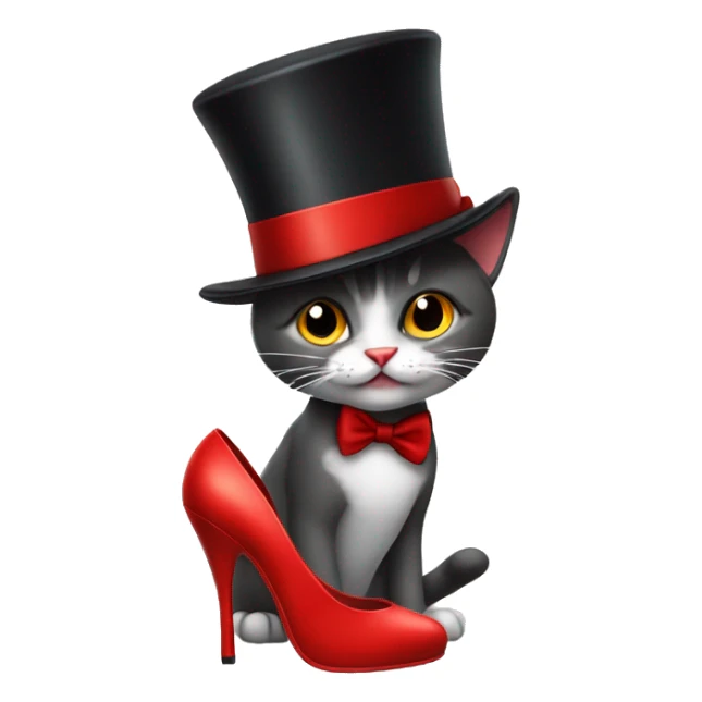 Cat with a top hat and red high heels sticker