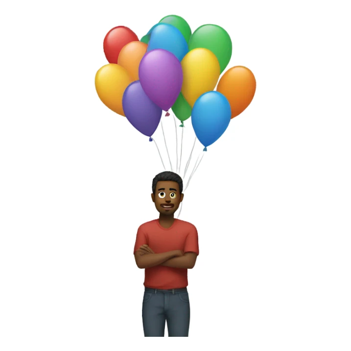 Man with big balloons instead of hands sticker