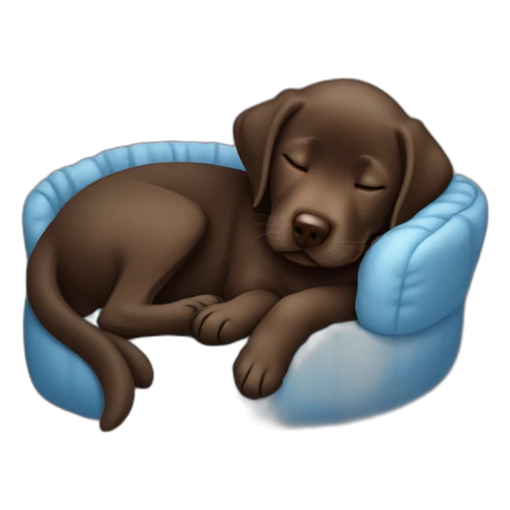 Chocolate labrador puppie sleeping in a blue bed sticker