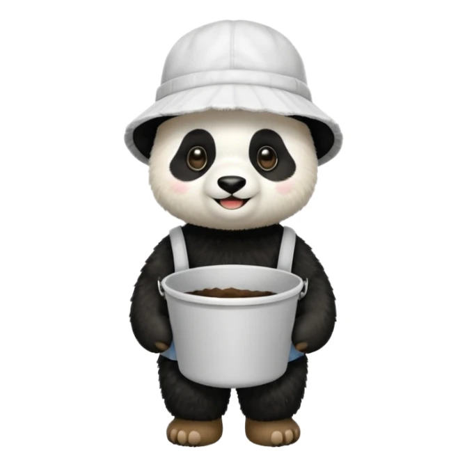 panda wearing bucket hat, full body sticker