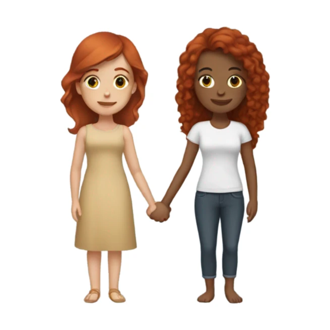 Redhead and dark haired latina bolding hands sticker