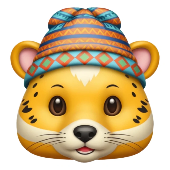 animal wearing patterned hat  sticker