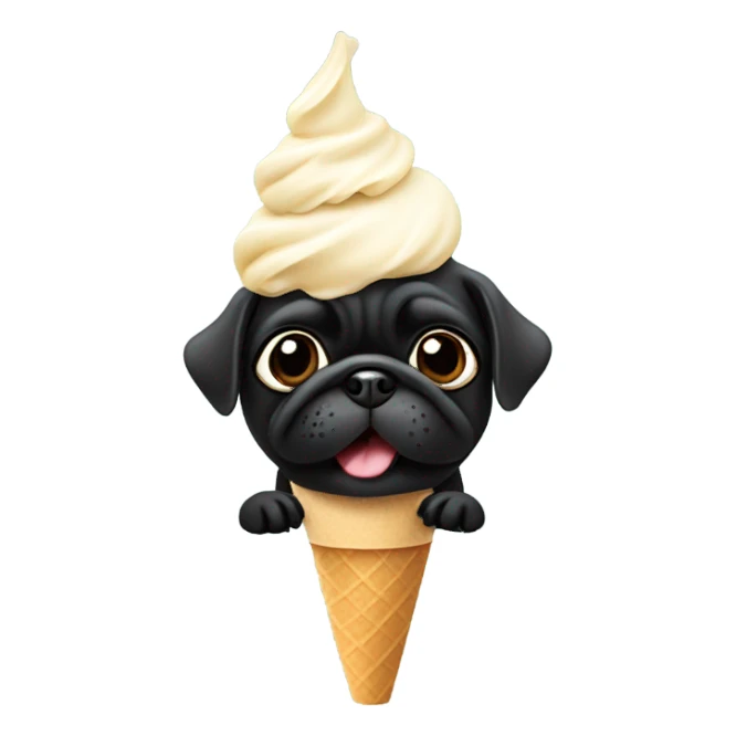Black pug eating icecream sticker