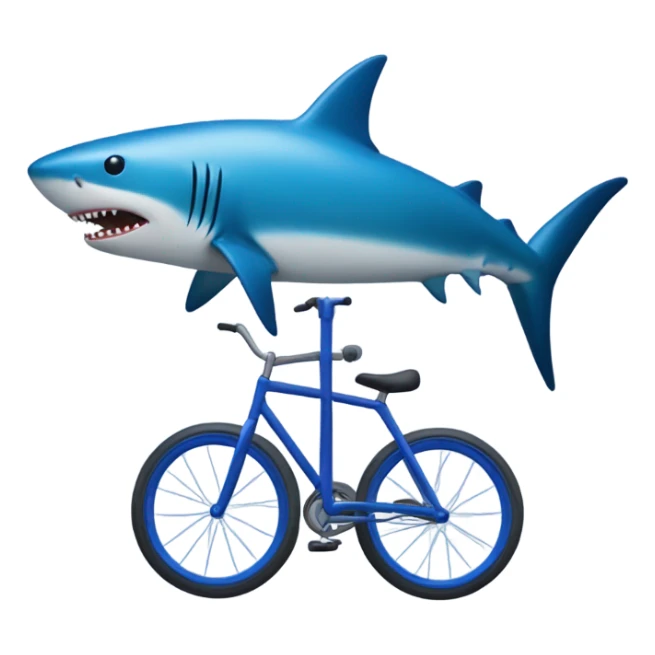 A blue shark riding a dark blue unicycle under the sea sticker