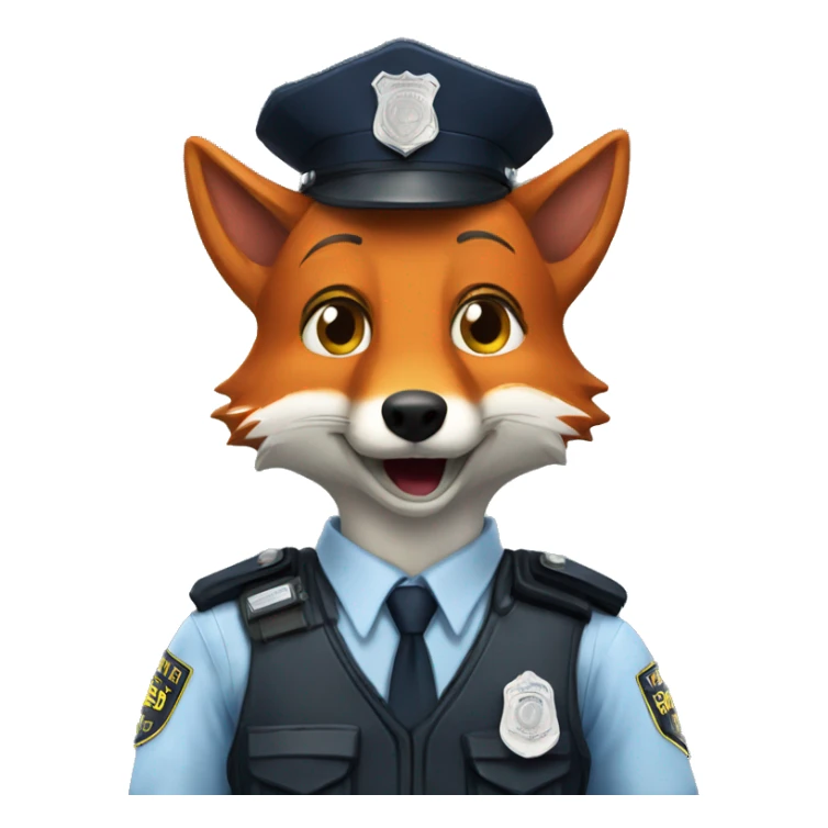 Red fox in police suit meme sticker