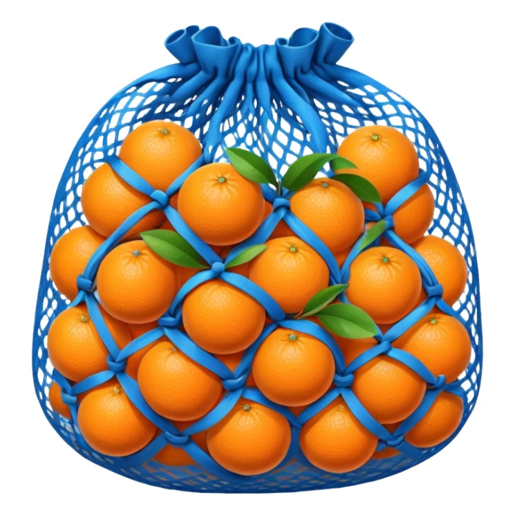 oranges in blue mesh bag sticker