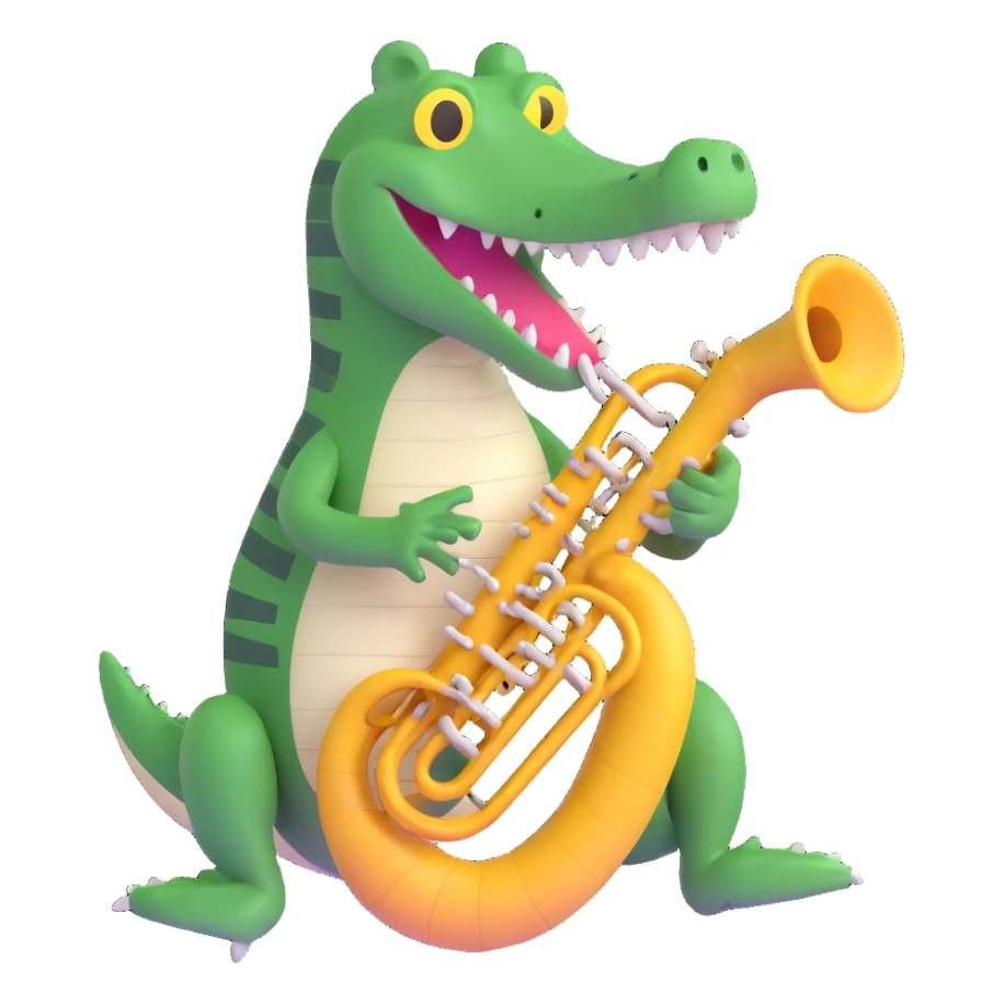 crocodile playing a bombardino euphonium sticker