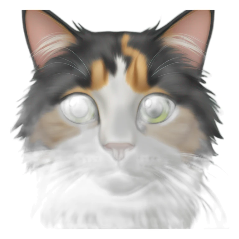 longhaired calico cat with green eyes staring sticker