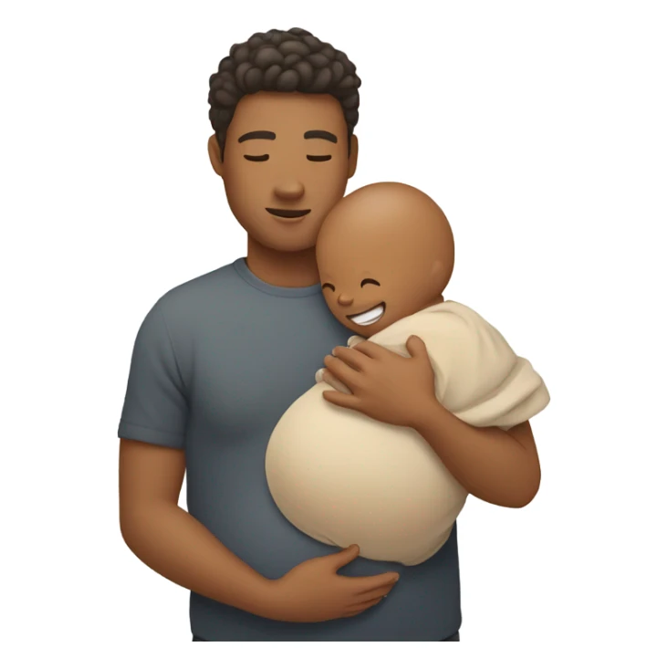 Pregnant man holding baby sticker