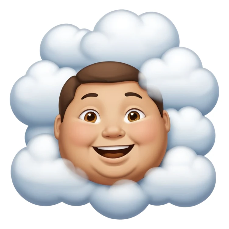 a fat person with their head in the clouds sticker