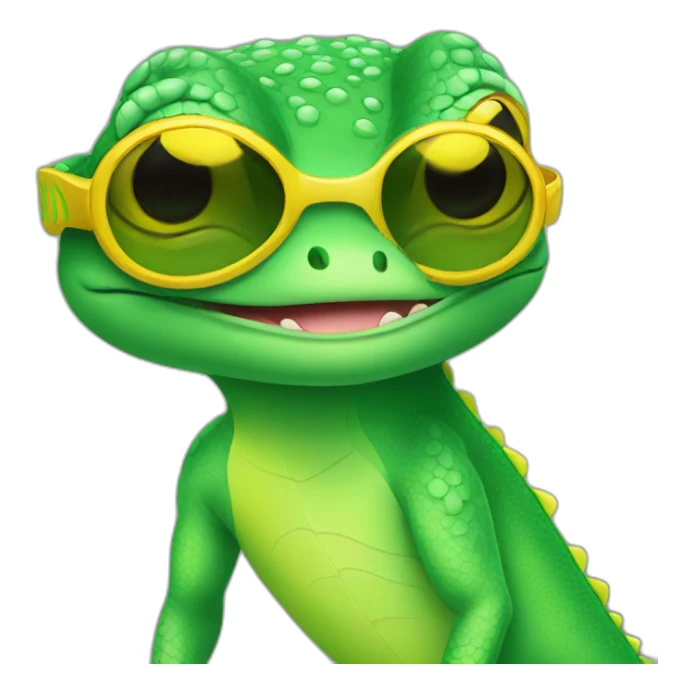 Green Gecko with yellow sunglasses sticker