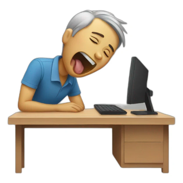 someone yawning and sleeping on a desk sticker