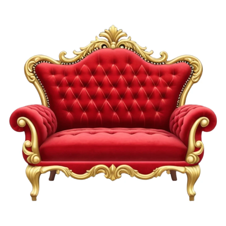 A big antique Red-velveted Loveseats-couch sticker