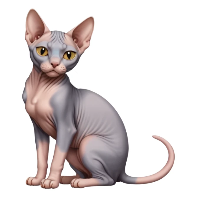sphynx cat full body sitting with one eye closed sticker