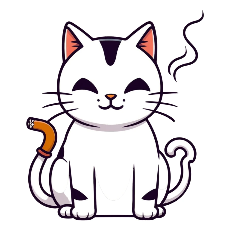smoking cat, cartoonish sticker style sticker