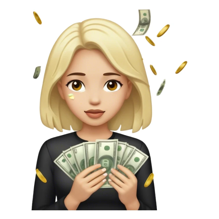 Money raining on girl  sticker