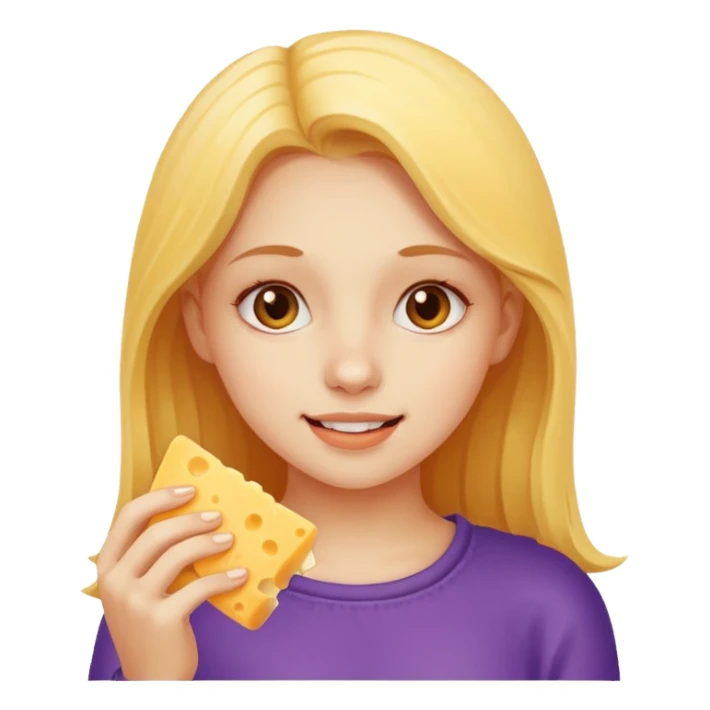 Girl eating cheese sticker