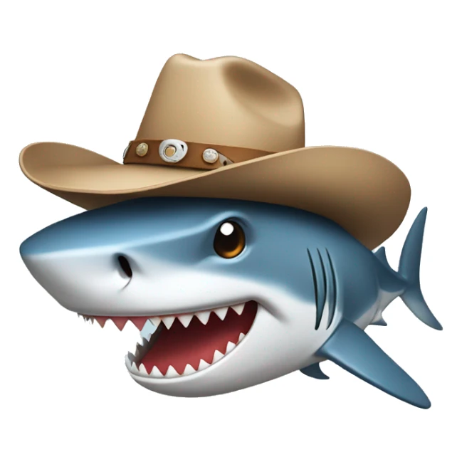 Shark wearing a cowboy hat sticker