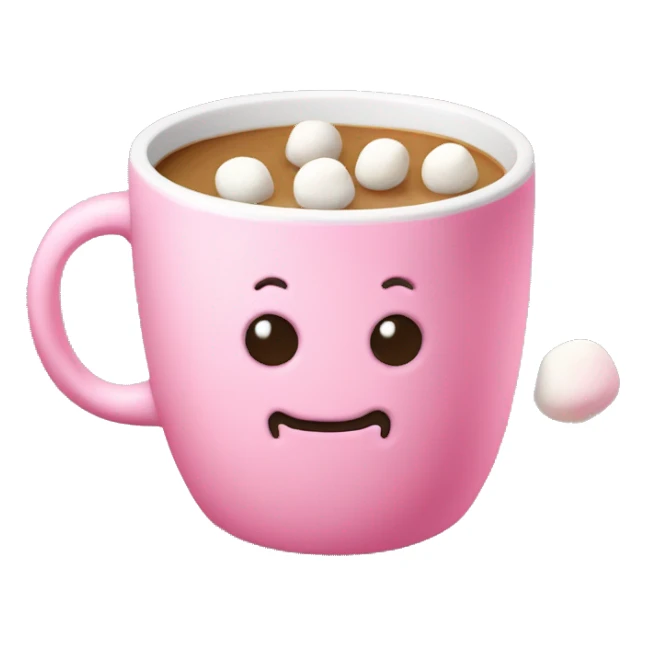 Coffee with small marshmallows in a pink small mug sticker