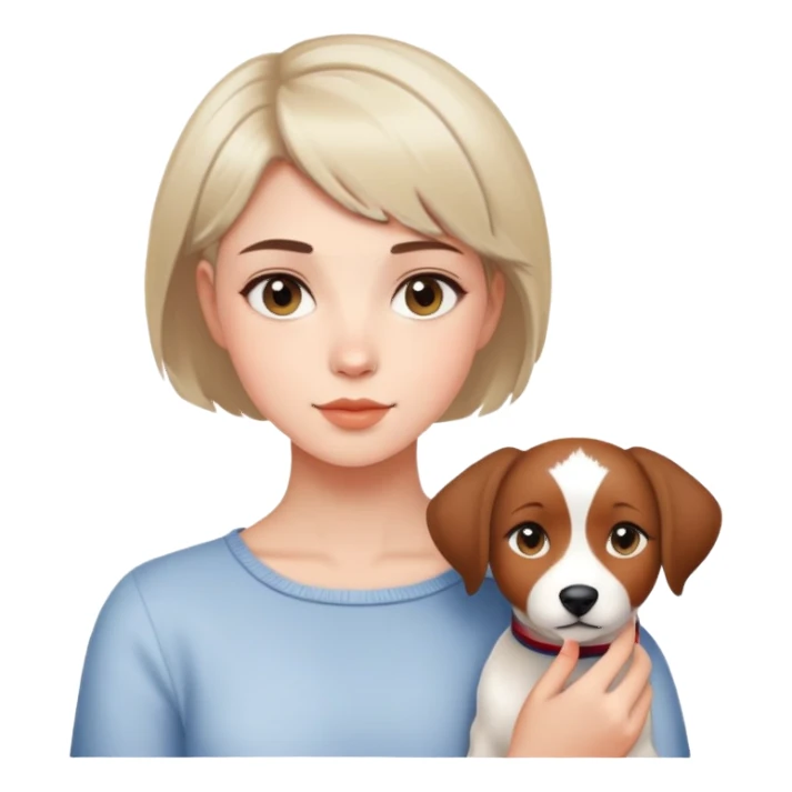 A handsome girl with short hair is holding a white Devon  sticker
