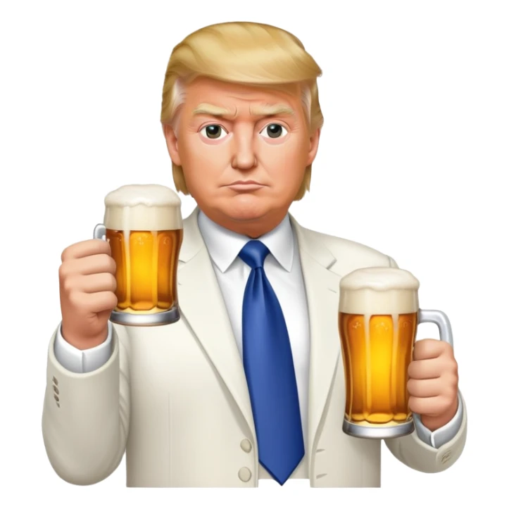 Donald Trump holding a beer sticker
