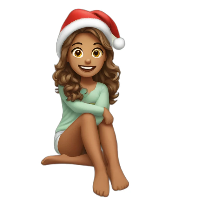 Christmas girl on the bed sticker